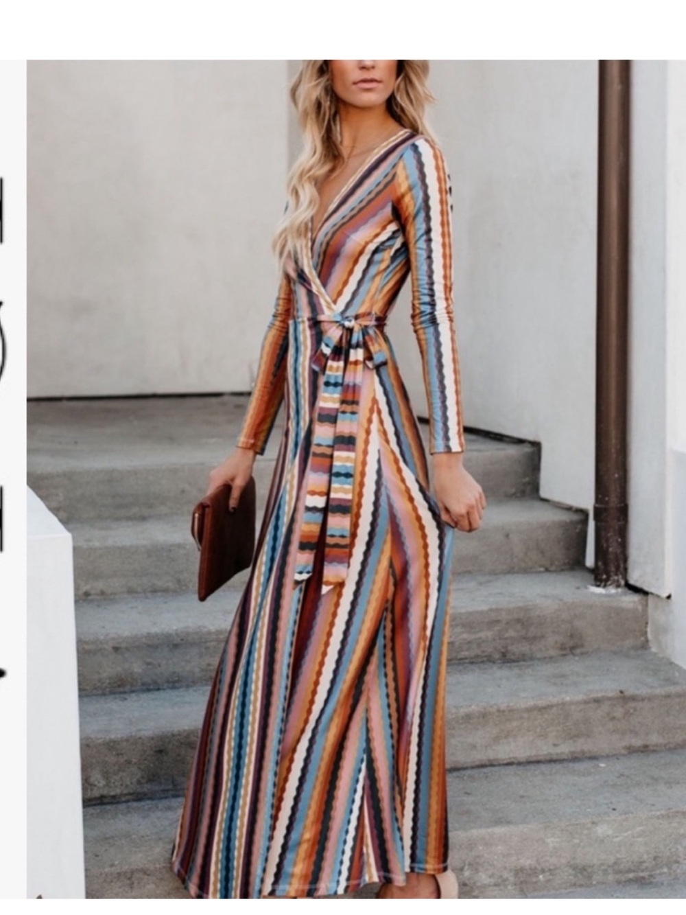 Vici Dali Striped Wrap Maxi Dress medium
